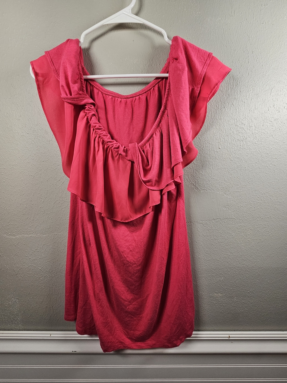 Hot Pink Flutter Ruffle Blouse XL